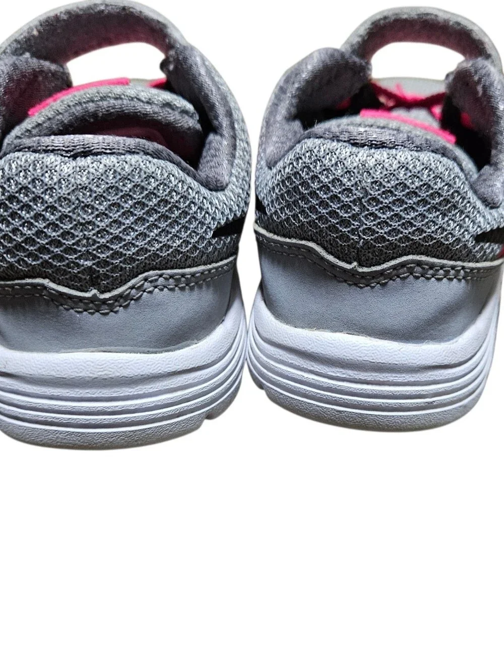Nike Downshifter 6 Kids Gray and Pink Velcro Athletic Sneakers, Size 7C